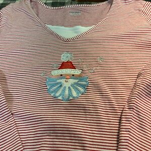 Holiday Editions Red and White Striped Long Sleeve Tee